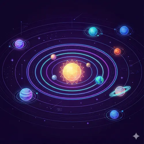 Solar system planetary orbit illustration